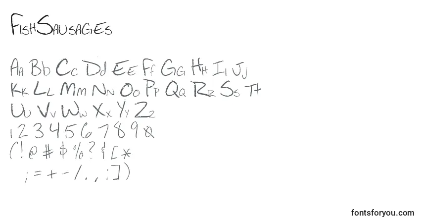 Schriftart FishSausages – Alphabet, Zahlen, spezielle Symbole