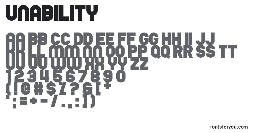 Unability Font – alphabet, numbers, special characters