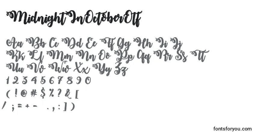 Шрифт MidnightInOctoberOtf – алфавит, цифры, специальные символы