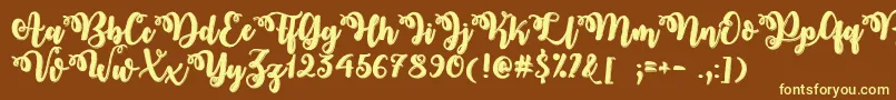 MidnightInOctoberOtf-fontti – keltaiset fontit ruskealla taustalla