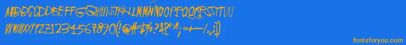 フォントScreamingRed – オレンジ色の文字が青い背景にあります。
