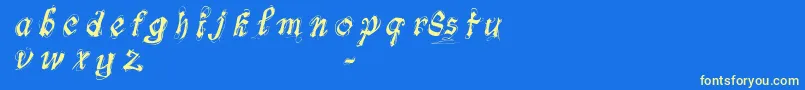 FontsLabSymphonyDemo-Schriftart – Gelbe Schriften auf blauem Hintergrund