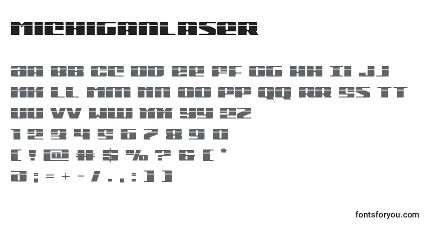 Fuente Michiganlaser - alfabeto, números, caracteres especiales