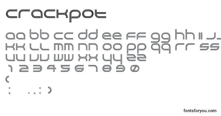 Schriftart Crackpot – Alphabet, Zahlen, spezielle Symbole