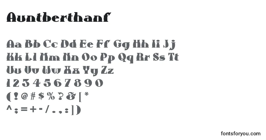 A fonte Auntberthanf (116834) – alfabeto, números, caracteres especiais