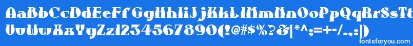 Czcionka Auntberthanf – białe czcionki na niebieskim tle