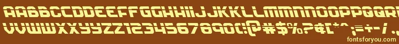 Soldierlaserleft-fontti – keltaiset fontit ruskealla taustalla