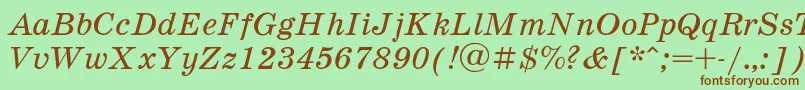 SchoolbookItalic Font – Brown Fonts on Green Background