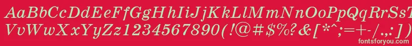 SchoolbookItalic Font – Green Fonts on Red Background