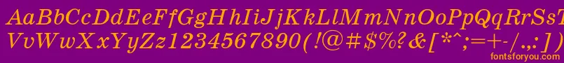 SchoolbookItalic Font – Orange Fonts on Purple Background