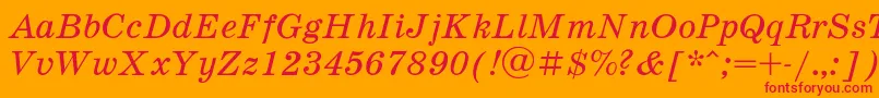 SchoolbookItalic Font – Red Fonts on Orange Background