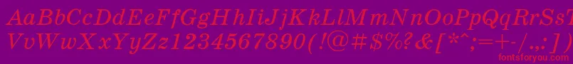 SchoolbookItalic Font – Red Fonts on Purple Background