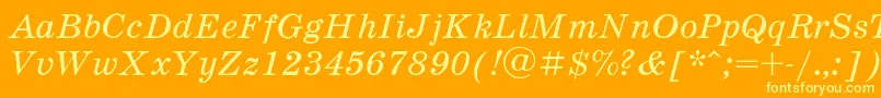 SchoolbookItalic Font – Yellow Fonts on Orange Background