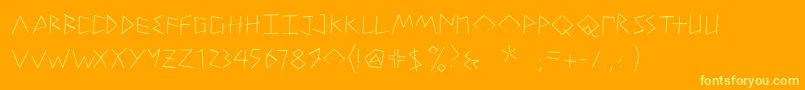 PetitexbutLight-Schriftart – Gelbe Schriften auf orangefarbenem Hintergrund