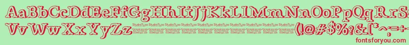 BonebasticOutlineDemo Font – Red Fonts on Green Background