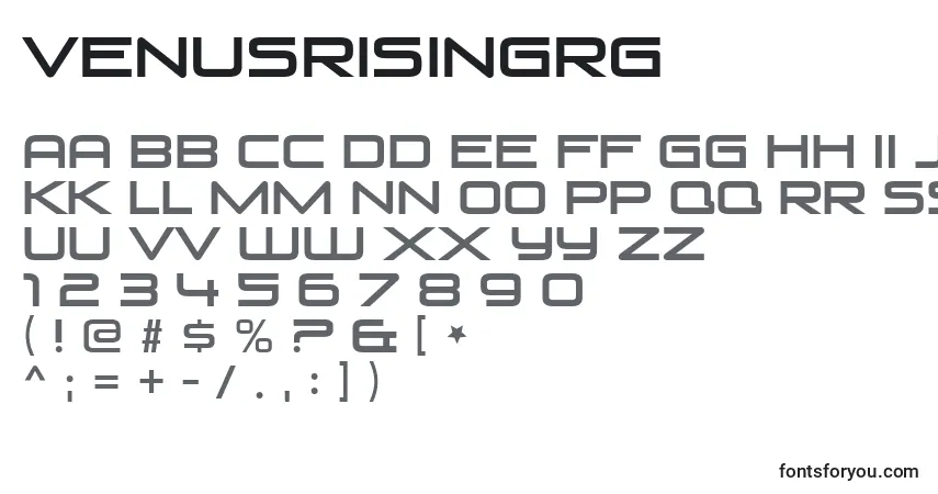 A fonte VenusRisingRg – alfabeto, números, caracteres especiais