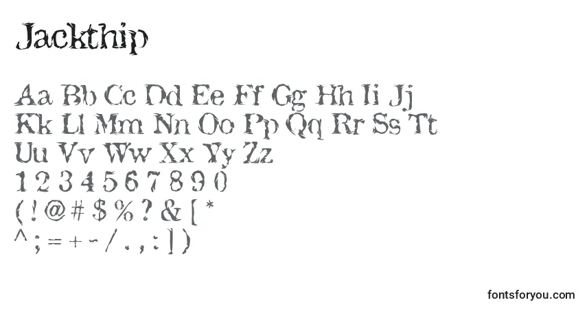 A fonte Jackthip – alfabeto, números, caracteres especiais