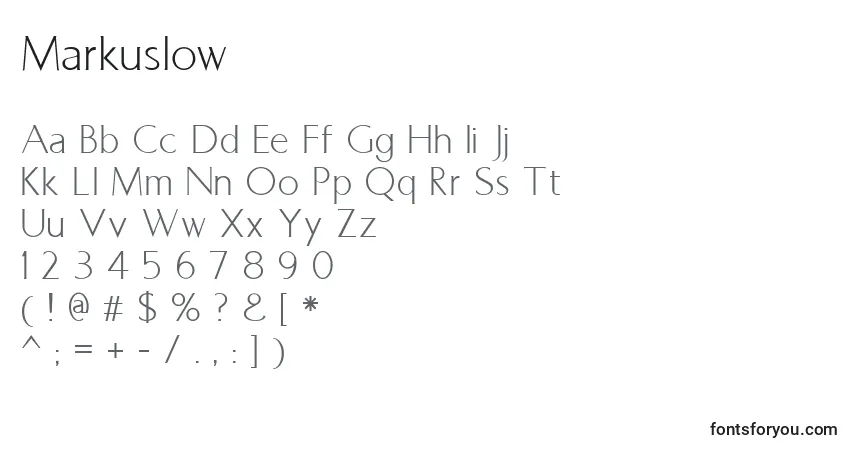 Шрифт Markuslow – алфавит, цифры, специальные символы