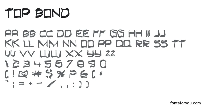 Top Bond Font – alphabet, numbers, special characters