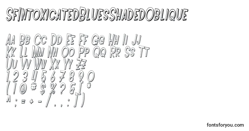 Schriftart SfIntoxicatedBluesShadedOblique – Alphabet, Zahlen, spezielle Symbole