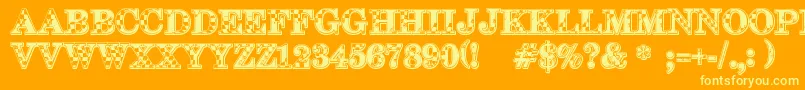 123Go-Schriftart – Gelbe Schriften auf orangefarbenem Hintergrund