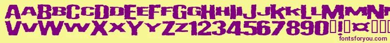 Vulgar-fontti – violetit fontit keltaisella taustalla