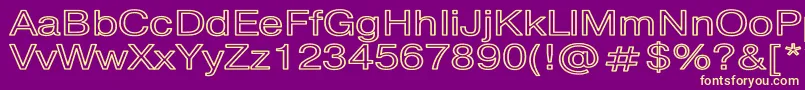 PragmaticaHwBold-Schriftart – Gelbe Schriften auf violettem Hintergrund