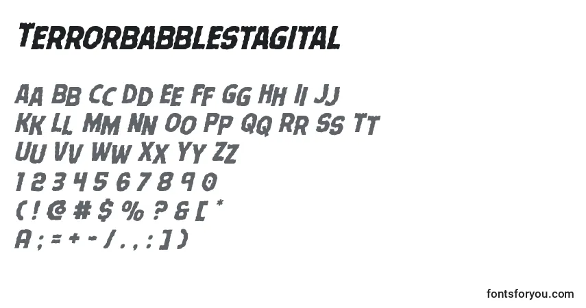 A fonte Terrorbabblestagital – alfabeto, números, caracteres especiais
