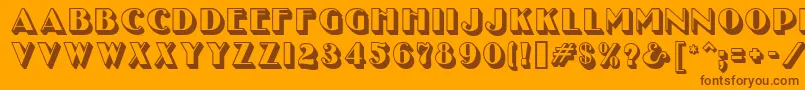 UncleBobMfShadow-Schriftart – Braune Schriften auf orangefarbenem Hintergrund