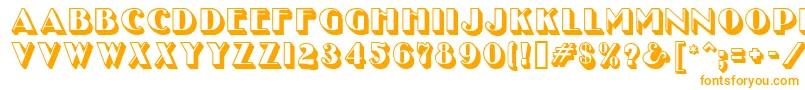 UncleBobMfShadow-Schriftart – Orangefarbene Schriften auf weißem Hintergrund