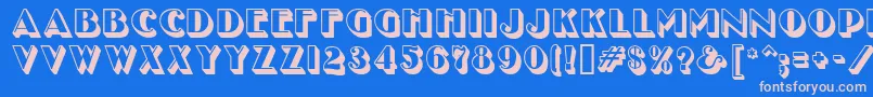 UncleBobMfShadow-fontti – vaaleanpunaiset fontit sinisellä taustalla