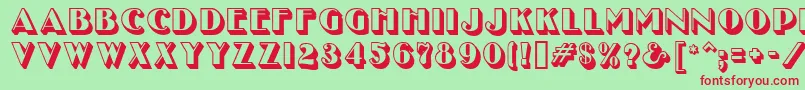 UncleBobMfShadow-fontti – punaiset fontit vihreällä taustalla