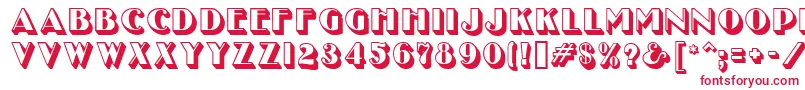 UncleBobMfShadow-Schriftart – Rote Schriften auf weißem Hintergrund