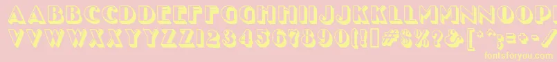UncleBobMfShadow-fontti – keltaiset fontit vaaleanpunaisella taustalla