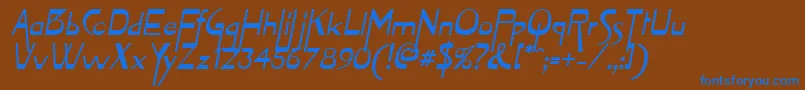 ZymeOblique-Schriftart – Blaue Schriften auf braunem Hintergrund