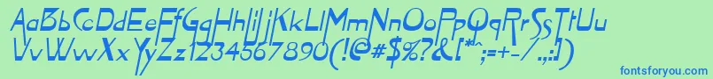 ZymeOblique-Schriftart – Blaue Schriften auf grünem Hintergrund