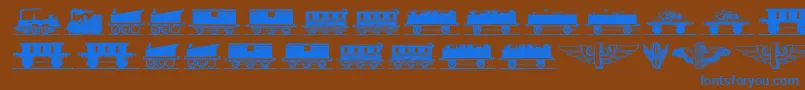 Eisenbahn-Schriftart – Blaue Schriften auf braunem Hintergrund