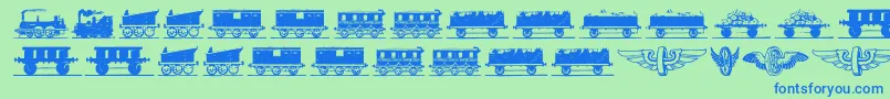 Eisenbahn Font – Blue Fonts on Green Background