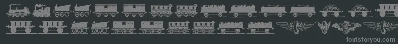 Eisenbahn-Schriftart – Graue Schriften auf schwarzem Hintergrund