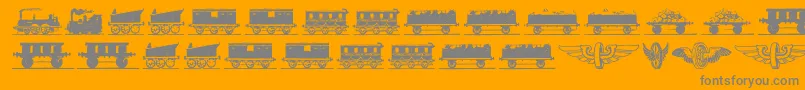 Eisenbahn-Schriftart – Graue Schriften auf orangefarbenem Hintergrund