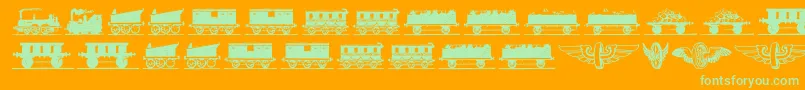 Eisenbahn-Schriftart – Grüne Schriften auf orangefarbenem Hintergrund