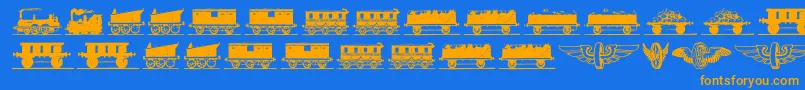 Eisenbahn Font – Orange Fonts on Blue Background