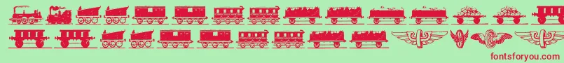 Eisenbahn Font – Red Fonts on Green Background