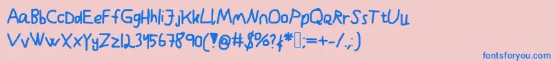 フォントKindergarden – ピンクの背景に青い文字