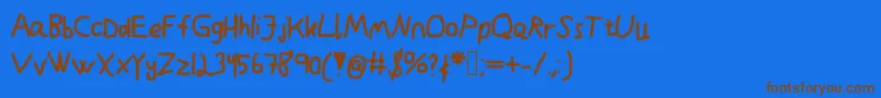 フォントKindergarden – 茶色の文字が青い背景にあります。