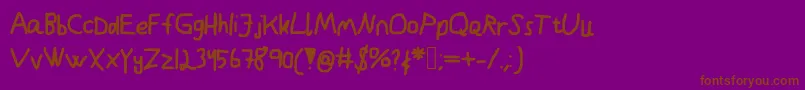 フォントKindergarden – 紫色の背景に茶色のフォント