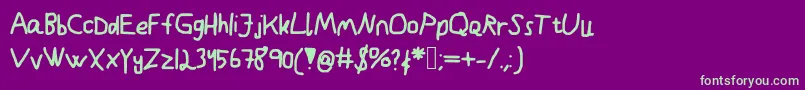Kindergarden Font – Green Fonts on Purple Background