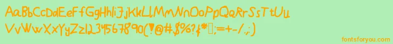 Kindergarden Font – Orange Fonts on Green Background