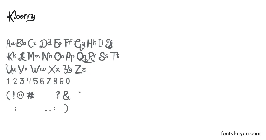 A fonte Kberry – alfabeto, números, caracteres especiais