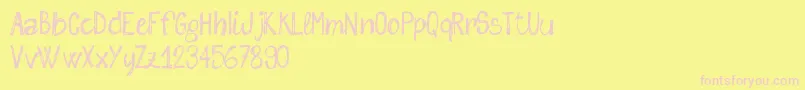 SketchMeFreeVersion-fontti – vaaleanpunaiset fontit keltaisella taustalla